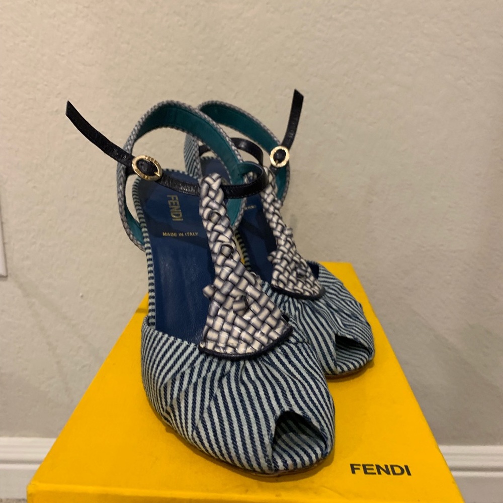 Fendi Ladies Sandals Fab+Calf/Leather Size 38